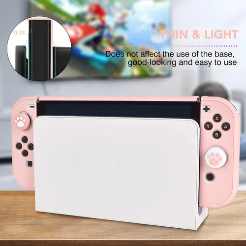 Vista 18 de DLseego Switch OLED Protective Case Dockable Hard Shell Anti-Scratch Cover Joycon Accessory Skin with 6PCS Thumb Grips Caps and 2Pc Screen