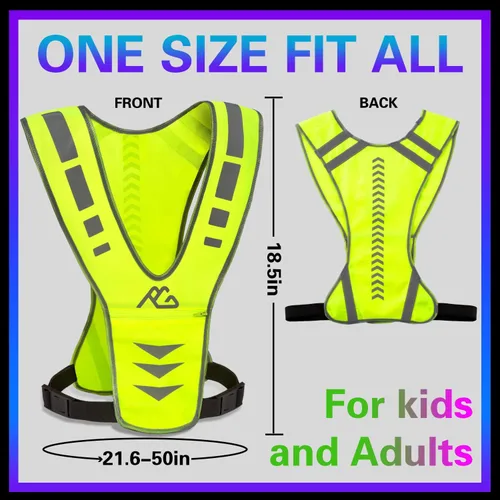 Vista 4 de Chaleco reflectante para correr con bandas reflectantes para mujeres y hombres, chaleco reflectante de seguridad para caminar, correr, ciclismo por