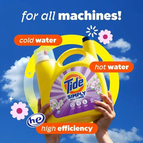 Vista 9 de Tide Simply All-In-One, detergente líquido para ropa sucia con aroma a flor de saúco, 89 cargas, 117 onzas líquidas