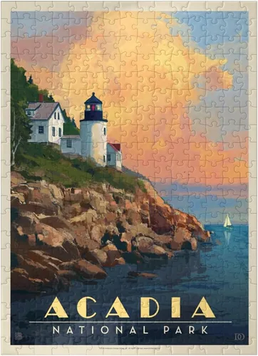 Vista 7 de MyPuzzle Acadia National Park: Lighthouse, Vintage Poster - Rompecabezas de 100 piezas prémium para adultos