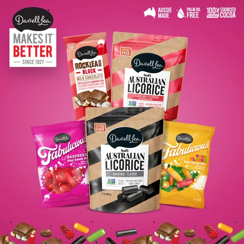 Vista 6 de Darrell Lea Regaliz australiano a granel, sin OGM, sin aceite de palma, sin jarabe de maíz de alta fructosa, caramelo de regaliz suave y masticable
