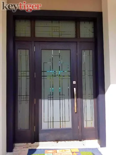 Vista 5 de Manijas de puerta modernas de acero inoxidable de 18 pulgadas de largo, acabado cromado, acabado pulido, manijas de puerta delantera para puertas