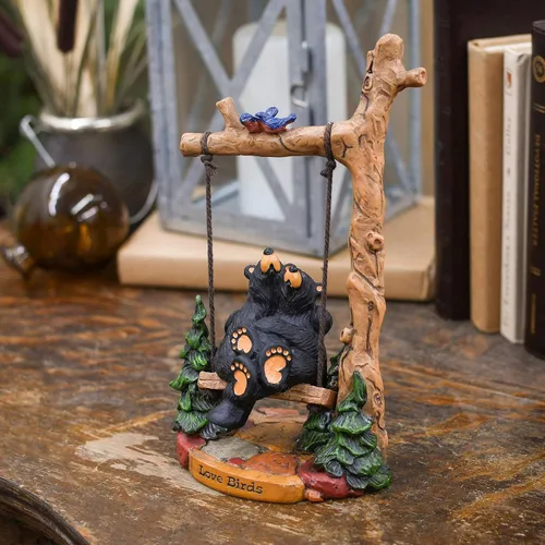 Vista 6 de DEMDACO Bearfoots by Jeff Fleming Love Birds Midnight Black - Figura coleccionable de mesa de resina fundida a mano, 9 x 6 pulgadas