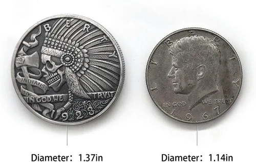 Vista 5 de Native Americans Tribe Chieftain Skull Eagle Crest Hobo Nickel Antique Silver Plating Collection Challenge Coin