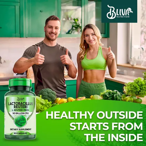 Vista 7 de Cápsulas BLIVA Lactobacillus Reuteri – L Reuteri - 50 mil millones de UFC por porción - Suplemento de L Reuteri con la mayor cantidad de UFC - 90