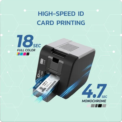 Vista 4 de Bodno Magicard 250X - Impresora de tarjetas de identificación con cinta de color, color bronce