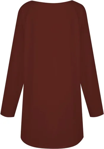 Vista 2 de FlekmanArt Tops para mujer, sudaderas de manga larga con cuello redondo y estampado para ocultar el vientre, tops cómodos y elegantes