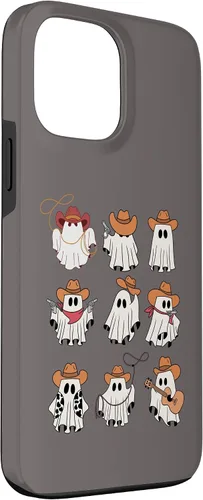 Vista 3 de Carcasa divertida para iPhone 13 Pro Max Boo Haw Western Cowboy Ghost Cowgirl
