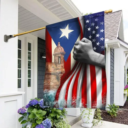 Vista 18 de Banderas de Puerto Rico – Bandera estadounidense puertorriqueña – Bandera de jardín de 12 x 18 pulgadas, decoración para exteriores, lona resistente