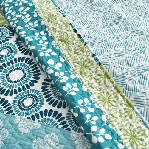 Vista 6 de Lush Decor - Juego de ropa de cama de 3 piezas, colorido diseño bohemio a rayas, reversible