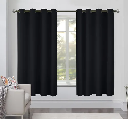 Vista 2 de White Classic - Cortinas opacas para dormitorio, paquete de 2 paneles para colgar en la ventana de 63 pulgadas de largo, cortinas con ojales