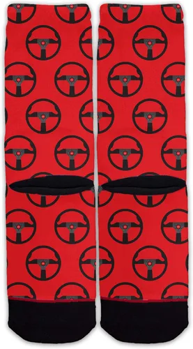 Vista 3 de Función patrón de volante de auto de carreras, calcetines rojos para hombre y mujer, Monte Carlo, cuero Racecar Drift Driver Jdm Classic Euro KDM