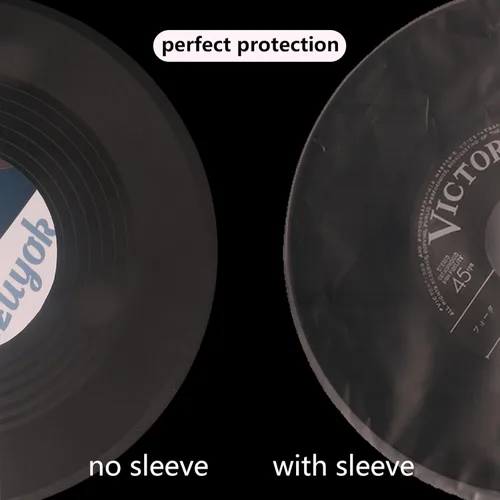 Vista 6 de 45 fundas para disco, 100 unidades EP de 7 pulgadas, fundas interiores de disco de vinilo antiestáticas, fundas protectoras redondas