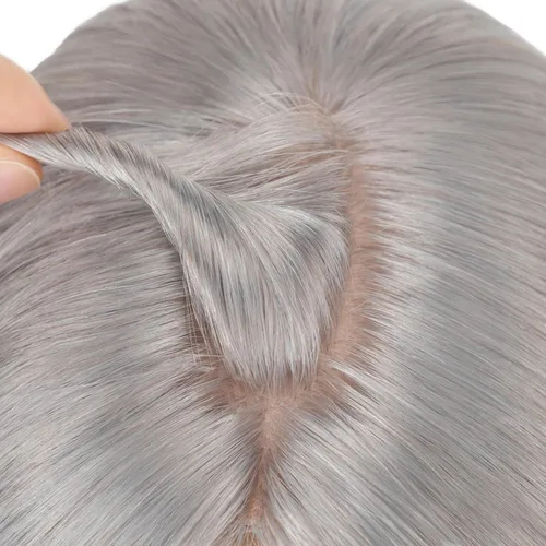 Vista 44 de Hairro Toppers de cabello humano 100% real para mujeres sin flequillo, postizos de cabello real con clip, base de seda transpirable para cubrir