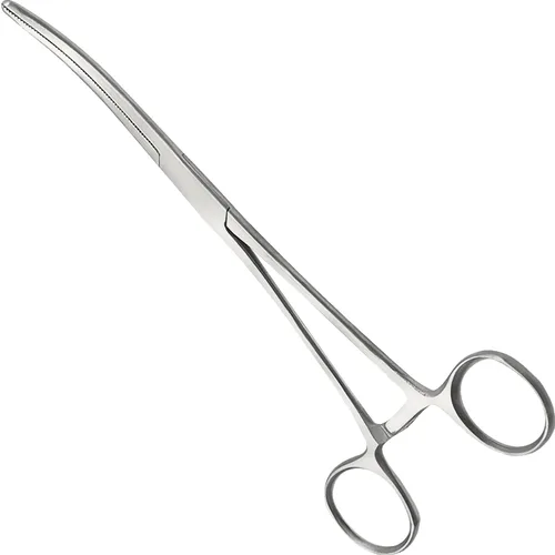Vista 14 de Pinzas hemostáticas Kelly de precisión, pinzas de bloqueo, plateadas, acero inoxidable rectas y curvas (curvadas, 10,2 cm)