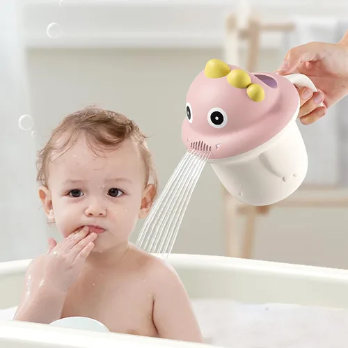 Vista 6 de Enjuague Champú Enjuagador Bebé Enjuague Taza de baño para bebé Enjuagador Lavar la taza de pelo protegiendo los ojos del bebé (verde)