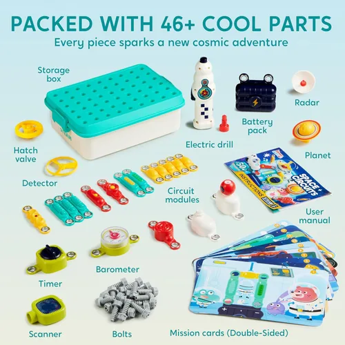 Vista 5 de JOVA Klever Kits 50+ Projects Space Circuits - Kit de electrónica para niños con más de 46 componentes, juguetes electrónicos STEM juguetes