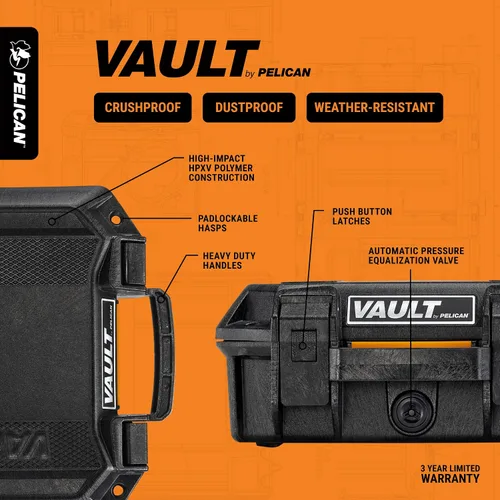 Vista 3 de Pelican Estuche rígido Vault V100 (cámara, pistola, equipo, gear)