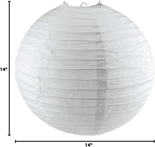 Vista 2 de Homeford Farol de papel redondo para colgar (14 pulgadas, blanco)
