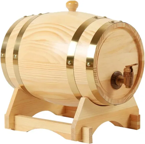 Vista 2 de Barril de vino de roble vintage barril de envejecimiento de madera para whisky, cerveza, vino, tequila (madera, 3L)