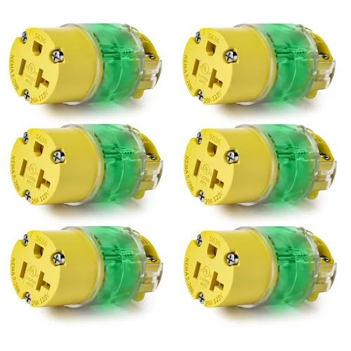 Vista 16 de 1 paquete de extremos de repuesto para cable de extensión de 20 amperios iluminados 120-125 voltios, NEMA 5-20R, 2 polos 3 cables, hoja recta