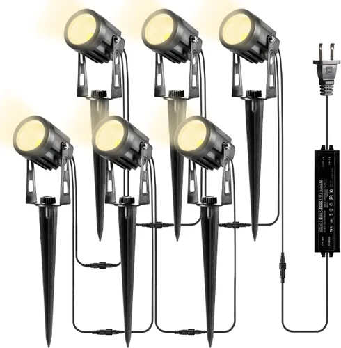 Vista 5 de Paquete de 2 luces de extensión cada una con cables de 9.84 pies para luces blancas cálidas de paisaje, sin enchufe/adaptador