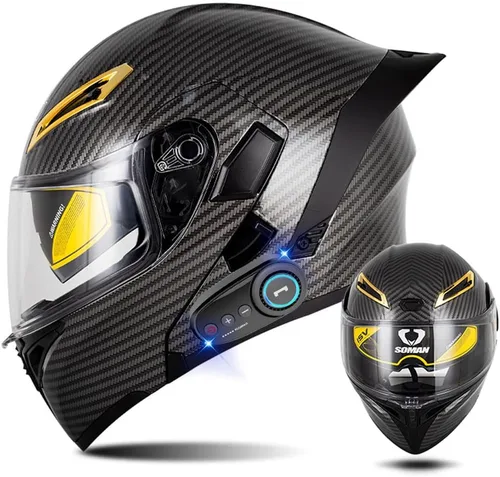 Vista 8 de AAREG - Casco de motocicleta con bluetooth, visera frontal abatible aprobada por DOT/ECE, viseras antivaho duales, para adultos, hombres, mujeres