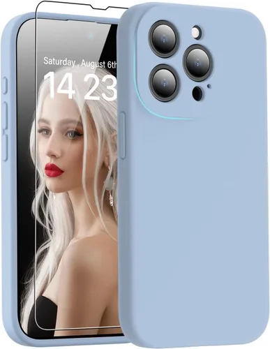 Vista 52 de DEENAKIN Funda de silicona compatible con iPhone 12 con protector de pantalla, mejora la protección de la cámara, funda protectora suave y flexible