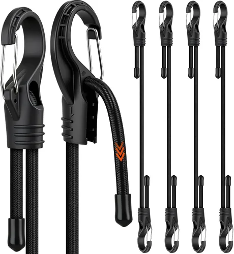 Vista 11 de 10-Piece 12" Elastic Bungee Cords with Hooks, Heavy Duty Outdoor Elastic Bungee Cords, Bungee Cord Bundle with Metal Hook for Securing Tarps 10pcs