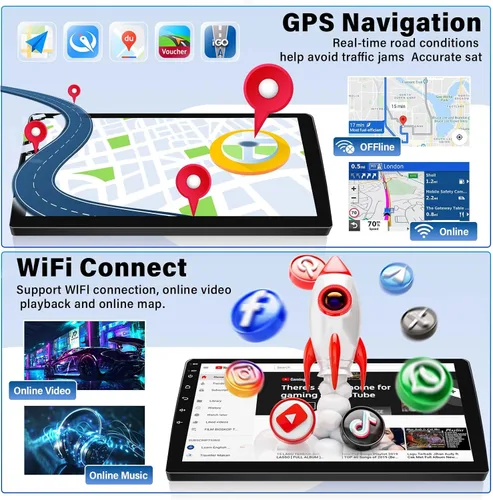 Vista 7 de Estéreo de coche 4GB+64GB para Honda Accord 8th 2008-2013 con Carplay inalámbrico Android Auto, Android 13 10.1 'HD pantalla táctil Bluetooth-5.0