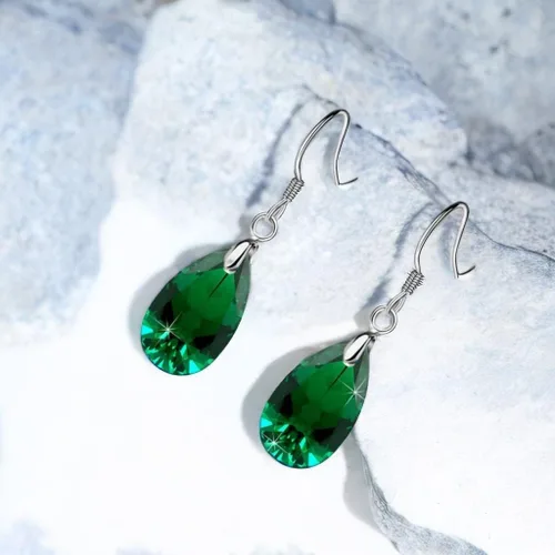 Vista 72 de Aretes colgantes de cristal austriaco con forma de lágrima para mujer, joyería hipoalergénica de plata de ley 925