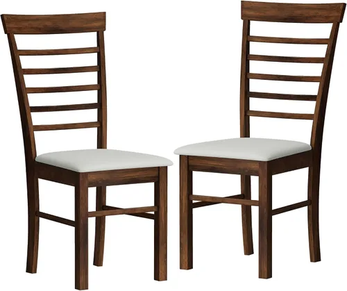Vista 12 de HOMCOM Juego de 2 sillas de comedor de madera, sillas de cocina tapizadas de granja con marco de madera de goma para sala de estar, comedor, negro