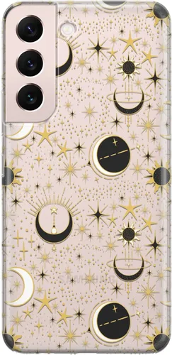 Vista 4 de Funda de teléfono compatible con Samsung Galaxy S25 S24 S23 Ultra S22 Plus S21 FE S20 Note 20 Stars Celestial Magic TPU Crescent Moon Protector