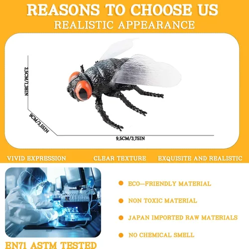 Vista 3 de Figura de mosca grande – Juguete de insecto realista hueco para niños – Juguete educativo de insectos para clase de ciencias y exhibición