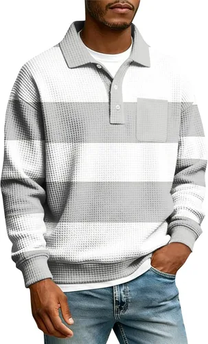 Vista 20 de Camisas de manga larga con botones a cuadros para hombre, con cuello de manga larga, estilo casual, elegante, a cuadros