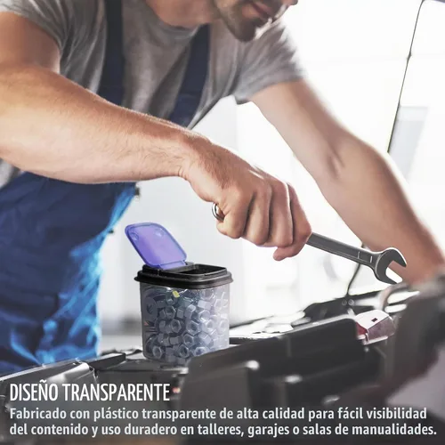 Vista 2 de Buddeez Contenedores de almacenamiento multiusos, cubos pequeños de almacenamiento de brocas y pernos, organizadores de hardware, recipientes Azul
