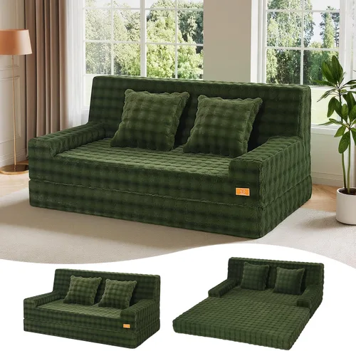 Vista 12 de MeMoreCool Sofá cama sin hueso de 59 pulgadas, sofá de pana de burbujas