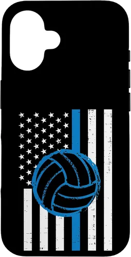 Vista 32 de US Flag Blue Line Volleyball Vintage Patriotic Police Cop Case for iPhone 17