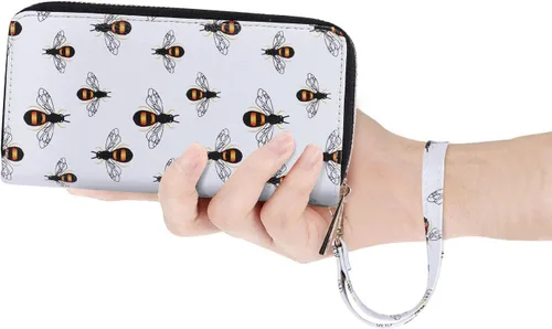 Vista 7 de HAWEE Cartera con cremallera doble para mujer, bolso de mano con soporte para teléfono celular para teléfono inteligente, tarjeta, moneda, efectivo