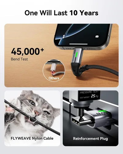 Vista 7 de INIU Paquete de 2 cargadores tipo C de 30 W de carga rápida y cable INIU USB C a USB C (6.6 pies + 6.6 pies), cable de carga rápida tipo C de 240 W