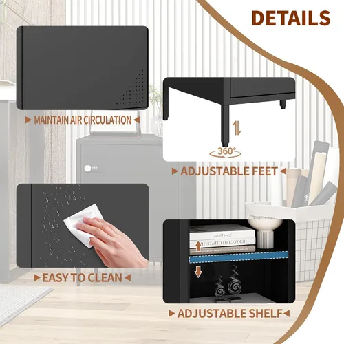 Vista 7 de Steehoom Mesita de noche con cerradura y estante ajustable, armario con cerradura para dormitorio, mesita de noche de metal con cerradura