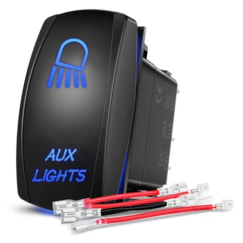 Vista 25 de Nilight Alien Lights interruptor basculante con barra de luz LED de 5 pines; láser de encendido/apagado; interruptores SPST 20 A/12 V, 10 A/24 V