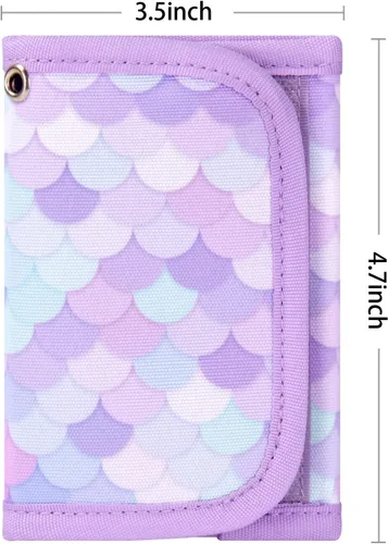 Vista 7 de Choco Mocha Cartera infantil para niñas, Escamas de sirena-Púrpura, Minimalista