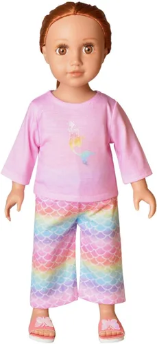 Vista 18 de QPANCY Conjunto de pijamas a juego para niñas y muñecas, pijamas de manga larga para otoño e invierno