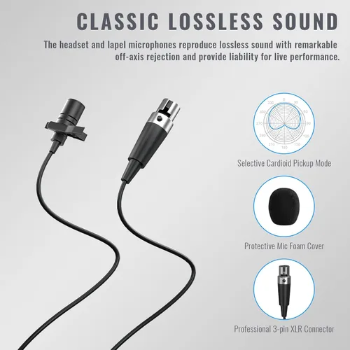 Vista 4 de Phenyx Pro Sistema de micrófono inalámbrico UHF PTU-52-2B Bundle con transmisor BodyPack PWB-52
