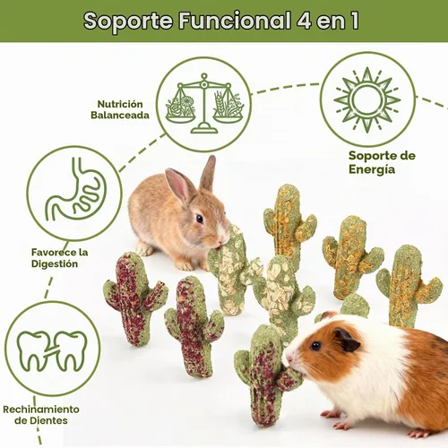 Vista 4 de Abizoo Juguetes masticables de conejo, paquete de 9 bocadillos naturales