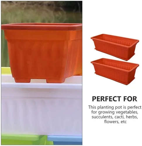 Vista 2 de DOITOOL Macetas rectangulares para plantas de interior, 2 unidades, macetas de ventana para patio, macetas para exteriores, rectangulares