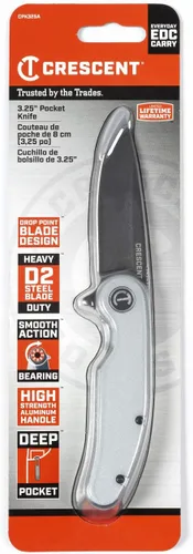Vista 12 de Crescent Cuchillo de bolsillo de 3-1/4 pulgadas con hoja de punta caída y mango de aluminio - CPK325A