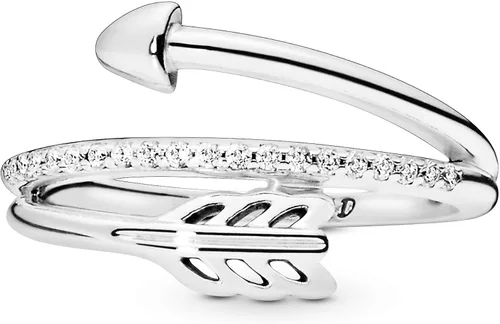 Vista 7 de Pandora Anillo de flecha envolvente, anillo de plata de ley para mujer, anillo apilable, regalo para ella, plata de ley con circonita cúbica