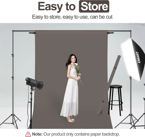 Vista 2 de Emart Thunder - Telón de fondo de papel gris de 53 x 16 pies, rollo de papel sin costuras para sesión de fotos, fotos de estudio pequeño, alimentos